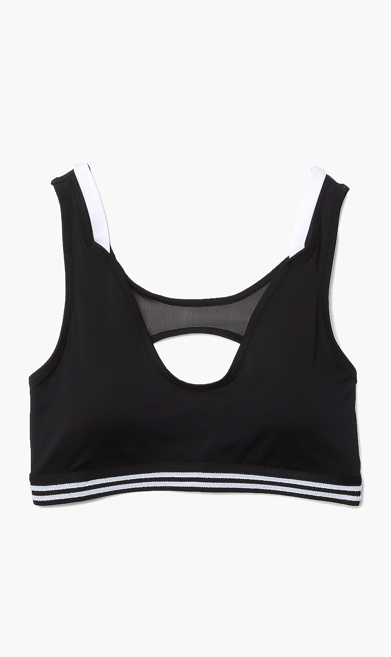 

Lacoste Black Contrast Accents And Cut-outs Sports Bra for Women | The Deal Outlet