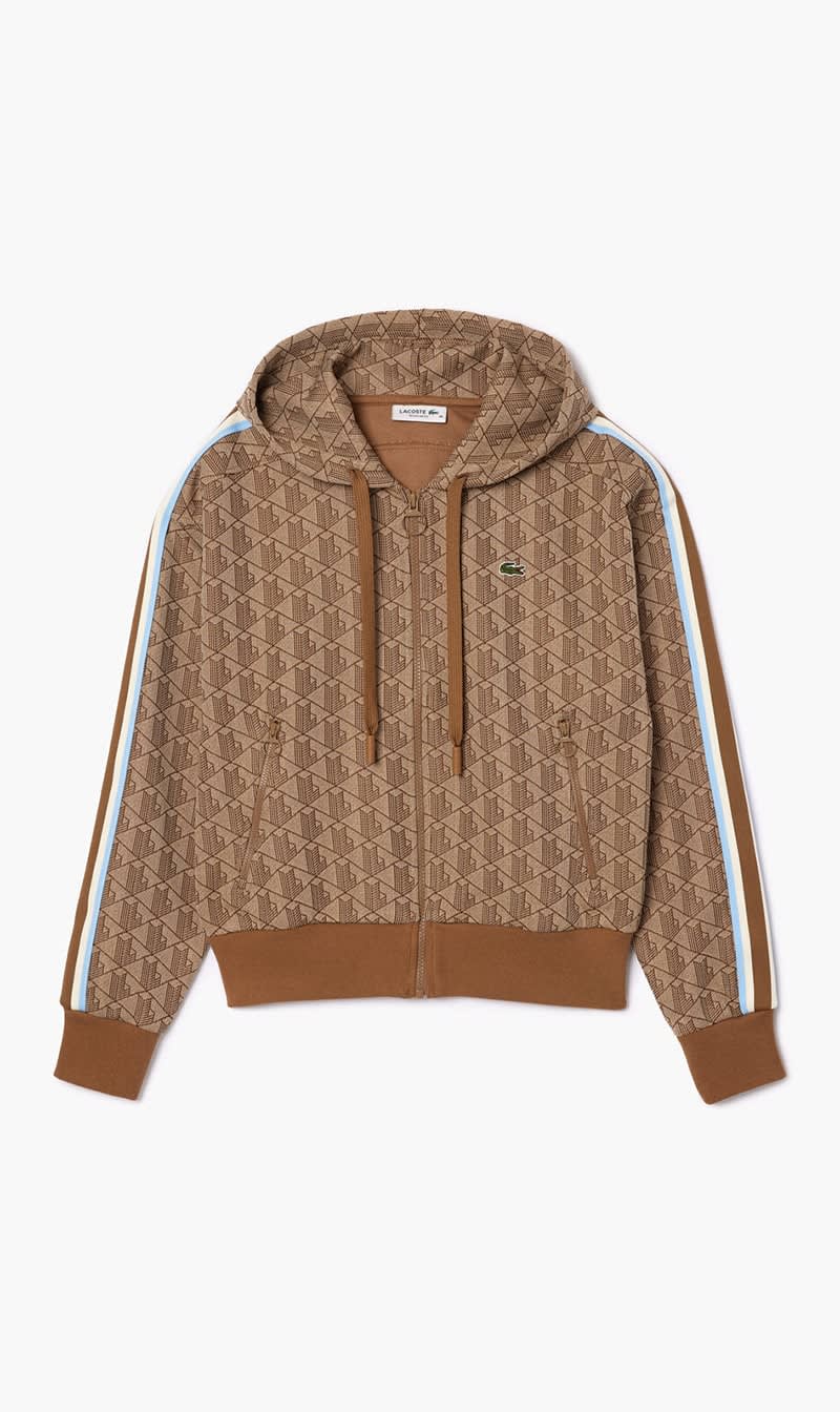 

Lacoste Brown Jacquard Monogram Hoodie for Women | The Deal Outlet