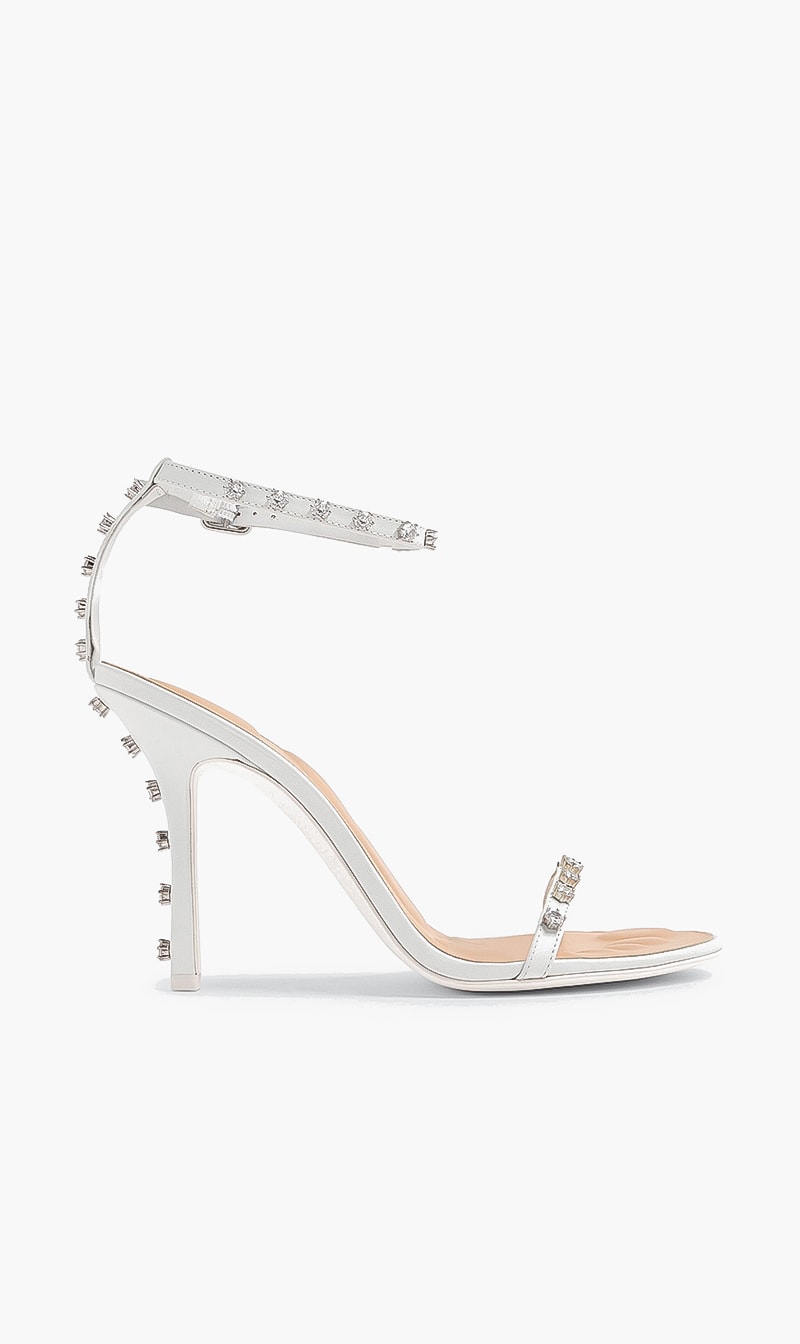 

Alexander Wang White Nicki 105 Crystal Stud Sa Ndal for Women | The Deal Outlet
