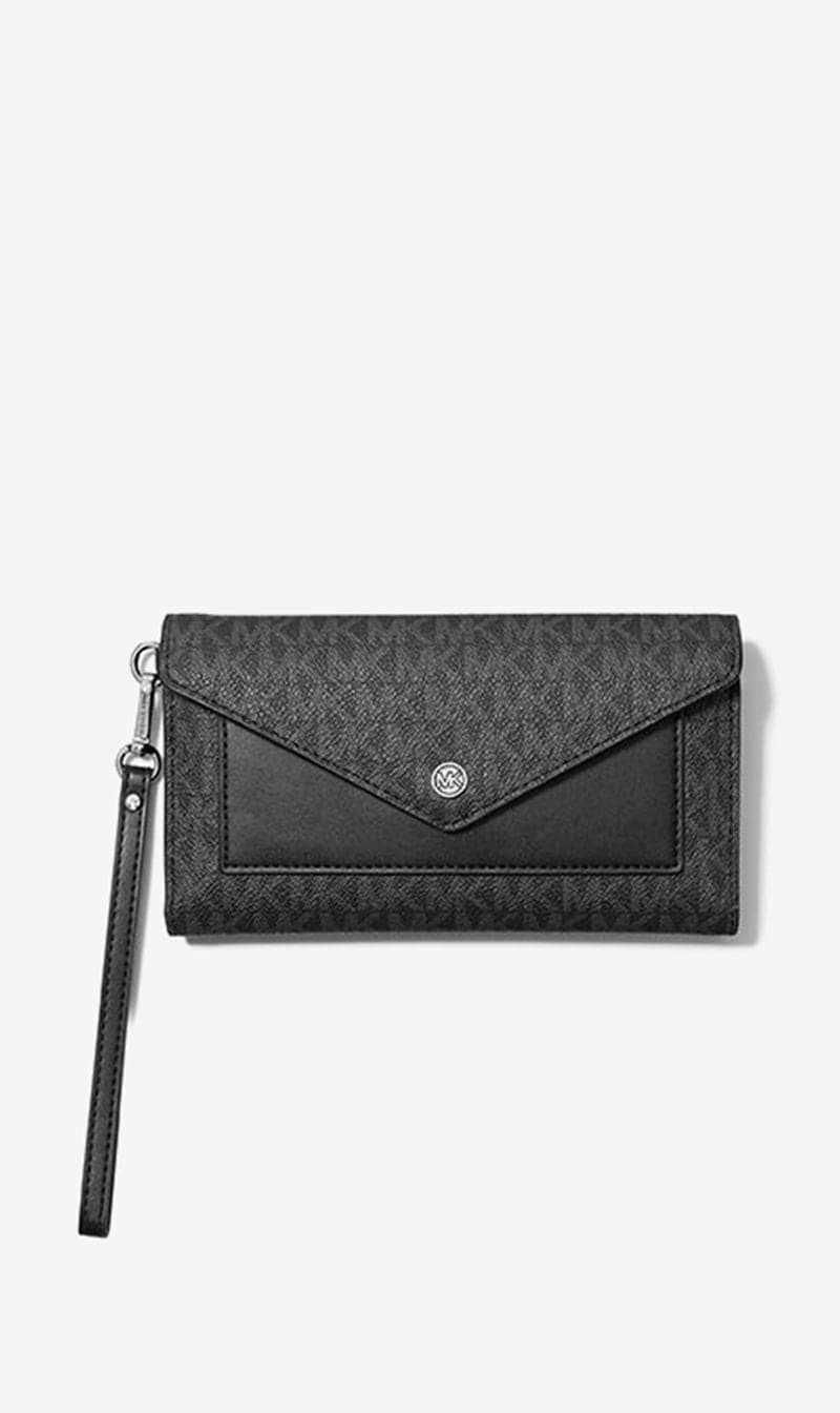 

Michael Kors Black Jet Set Large Envelope Wristlet for Women | The Deal Outlet