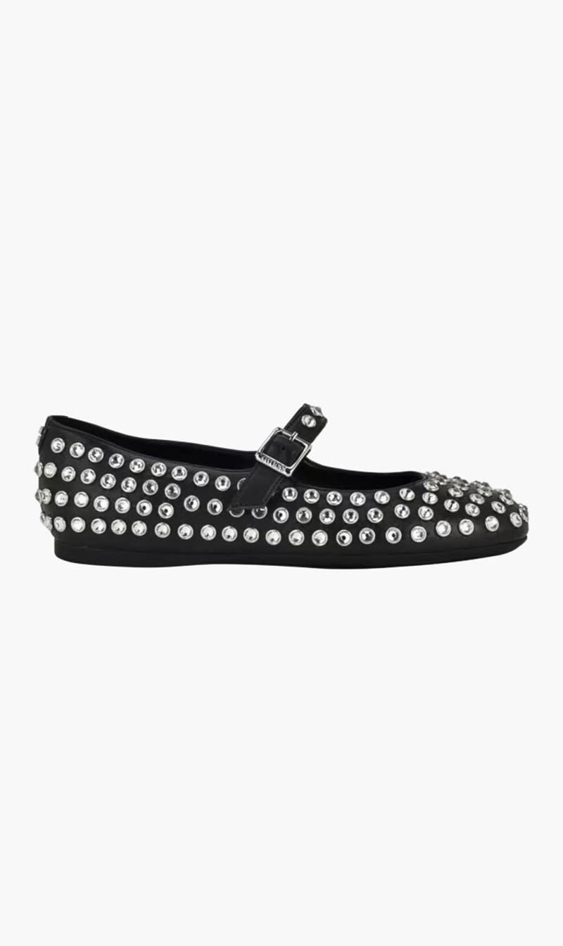 Guess Black Embellished Mary Jane Ballet Flats for Women