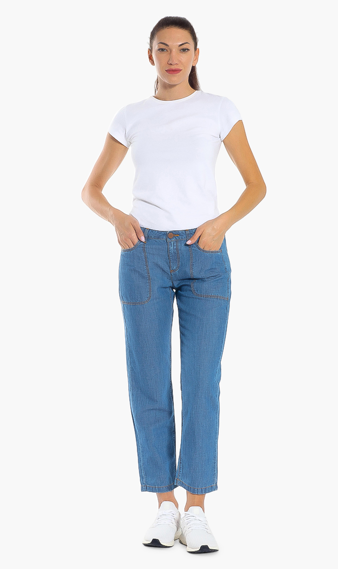 

Fanny Linen Tailored Pants, Blue