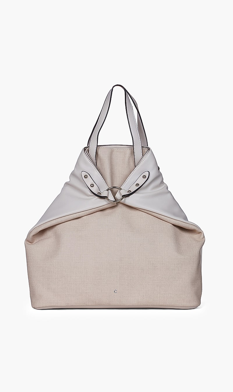 

Leather Backpack, Beige