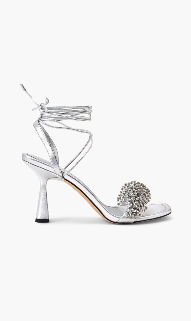 

Michael Kors Silver Lucia Sandal for Women | The Deal Outlet