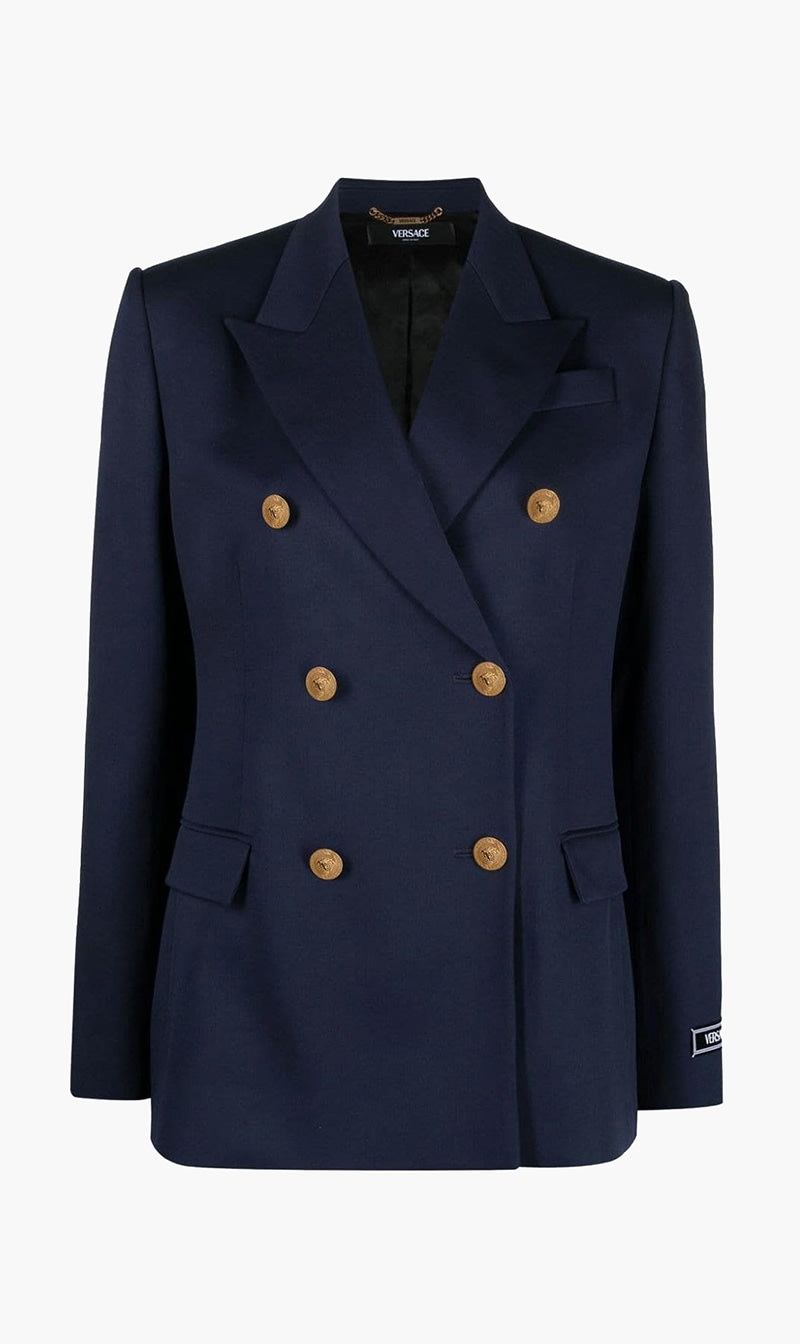 

Versace Blue Informal Jacket Stretch Wool Fabric for Women | The Deal Outlet