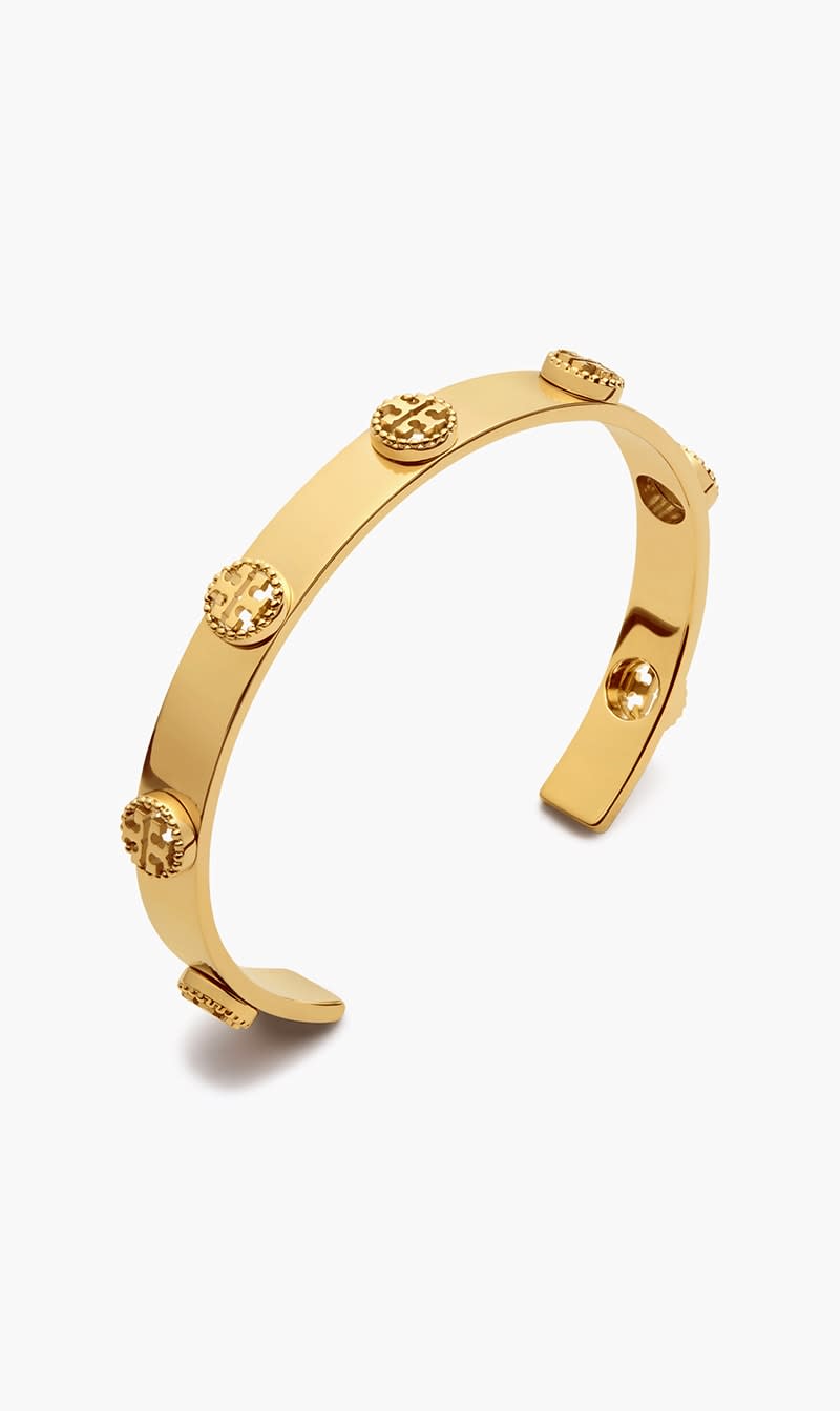

Tory Burch Gold Milgrain Logo Cuff for Women | The Deal Outlet