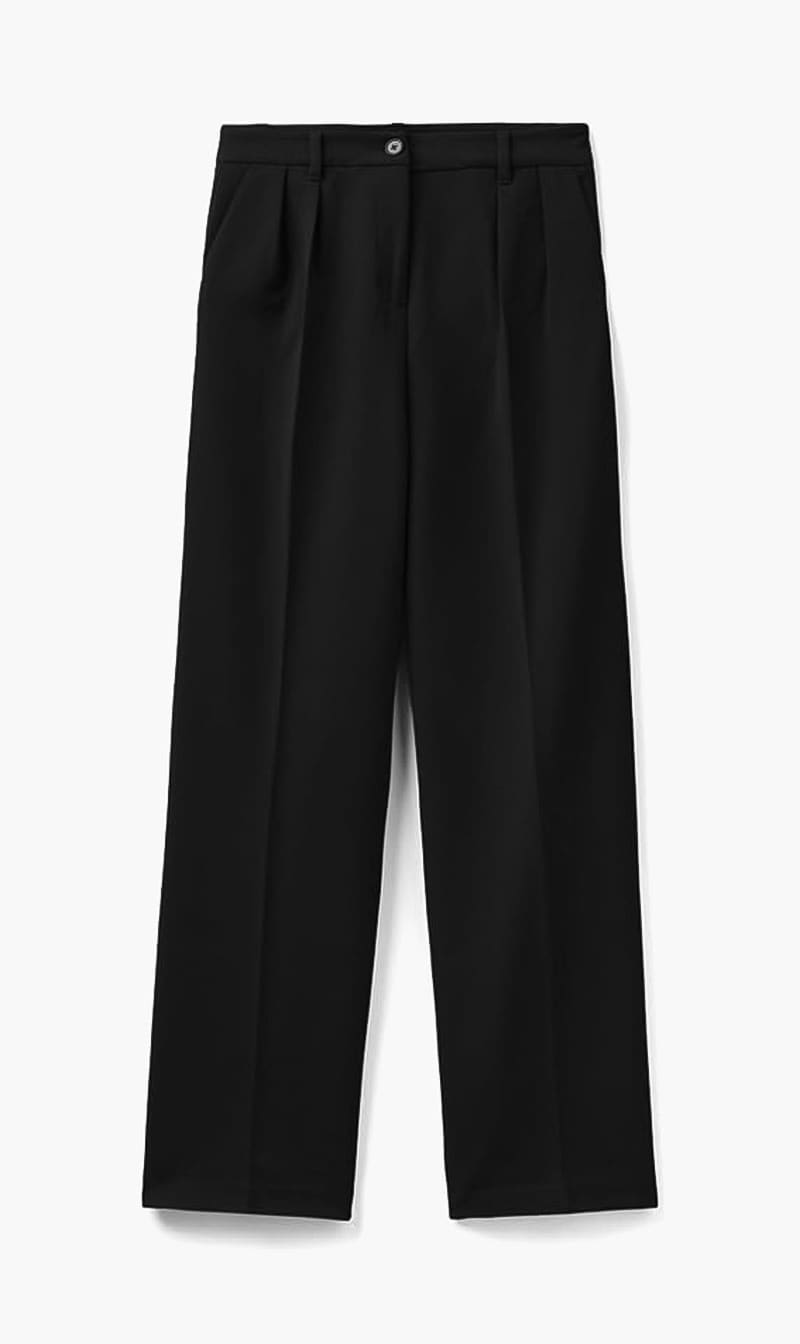 United Colors Of Benetton Black Wide Trousers With Pleats for Women