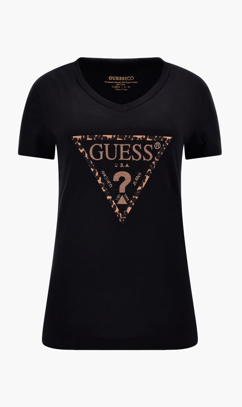 

Guess Black Ss Vn Leo Triangle Tee for Women | The Deal Outlet
