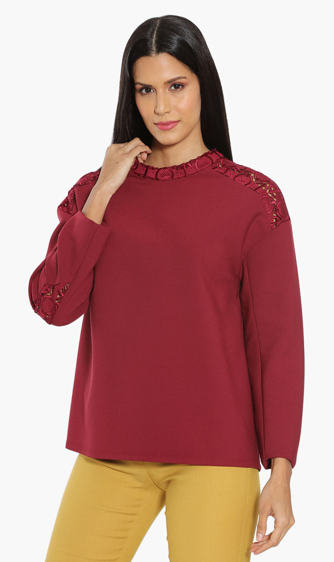 

Longchamp Swiss Embroidery Long Sleeve Blouse