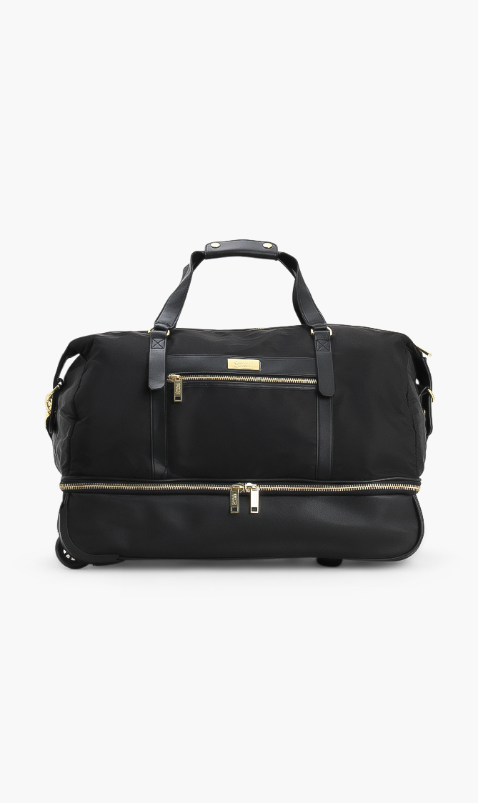 

Python Print Travel Rolling Duffle Bag, Black
