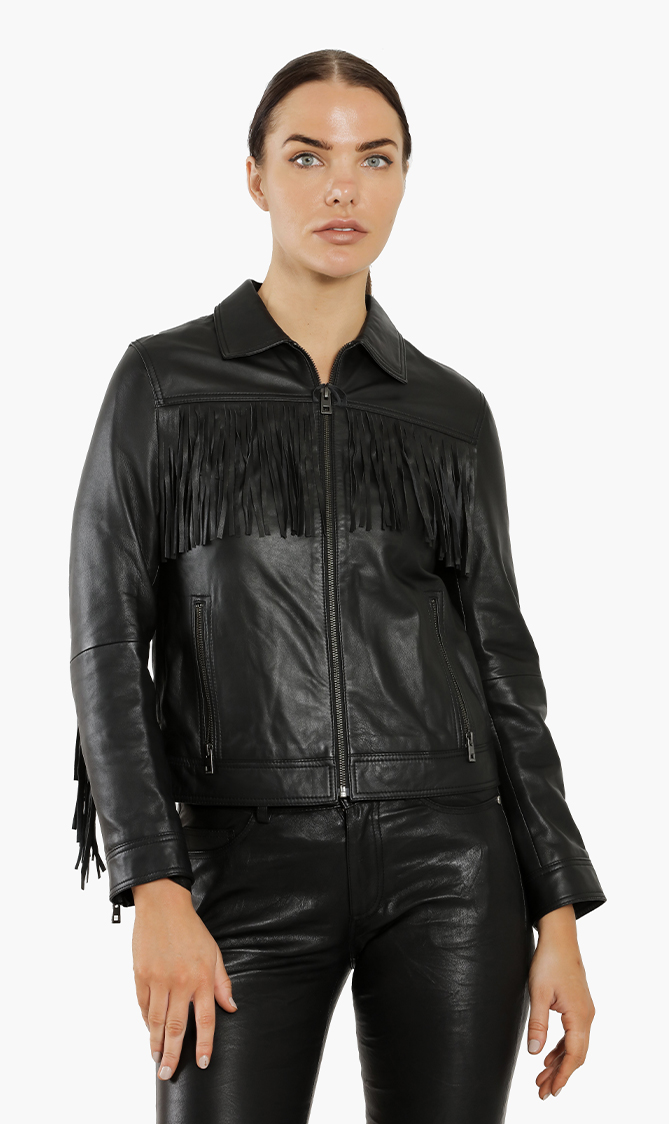 

Zadig & Voltaire Kioly Fringed Leather Jacket