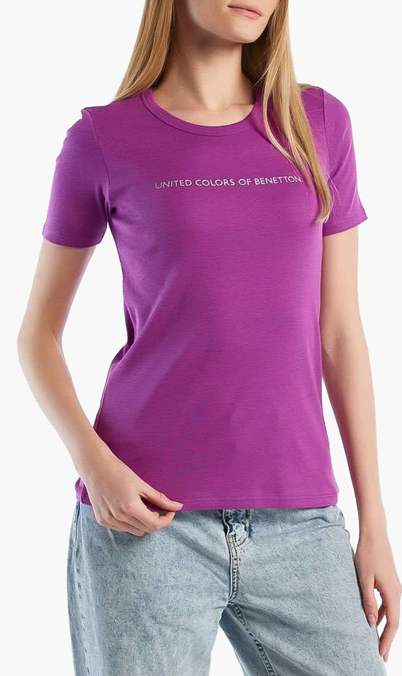 United Colors Of Benetton Purple Cotton T-shirt for Women