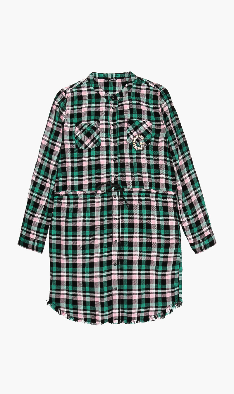 

Chequered Long Sleeve Dress, Green