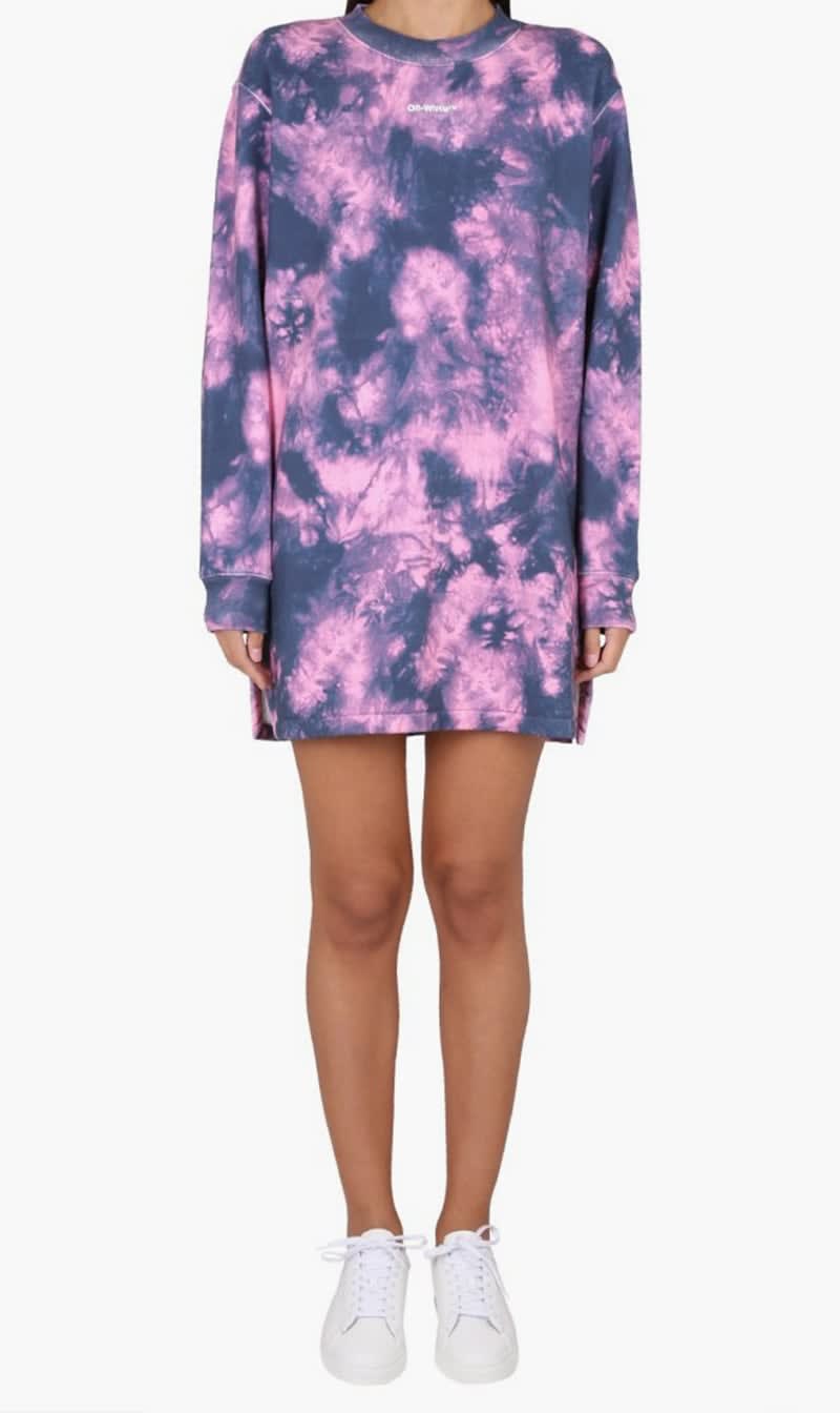 

Off-white Pink Aop Tie Dye Arrow Sweatdress Pink Blue for Women | The Deal Outlet