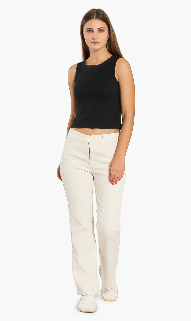 

Frida Crop Flared Tailored Jeans, Beige