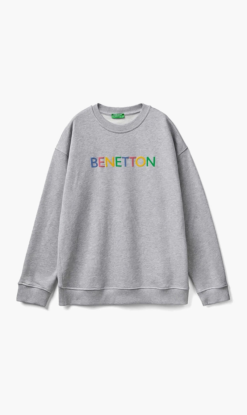 United Colors Of Benetton Grey Logo Sweatshirt for Men