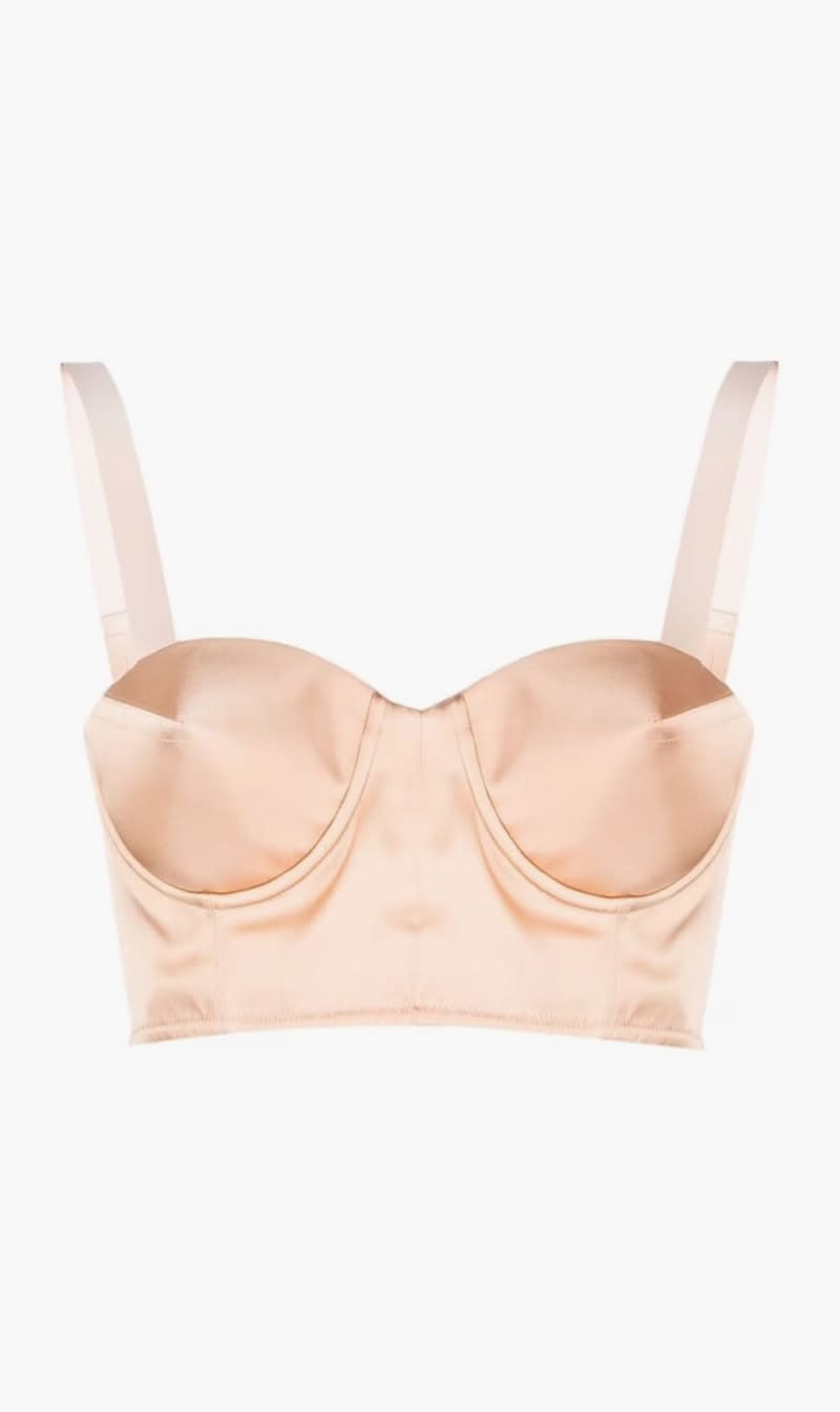 

Maison Margiela Beige Cropped Satin Bustier Blouse for Women | The Deal Outlet