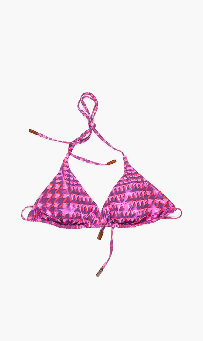 Crocros Triangle Bikini Top, Pink