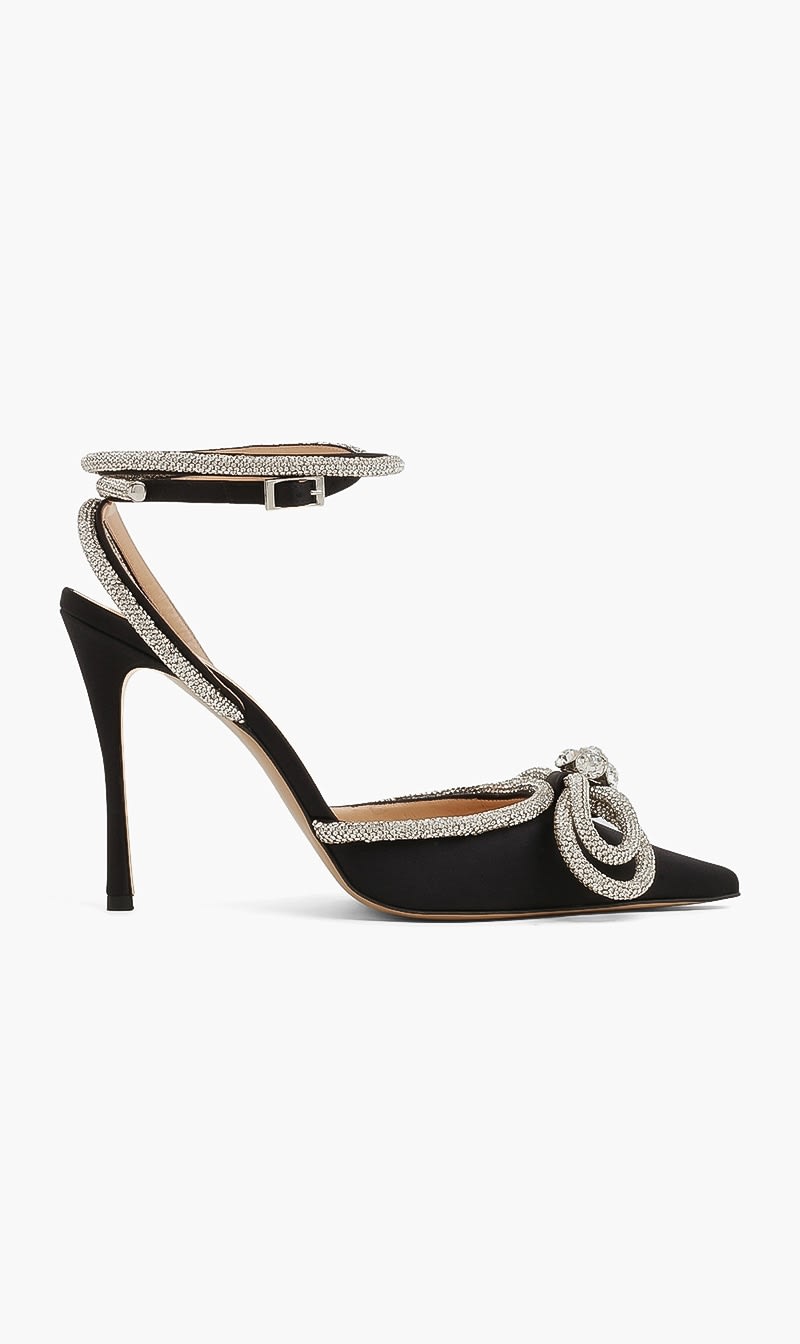 

Mach And Mach Black Double Bow High Heels (110 Mm) for Women | The Deal Outlet