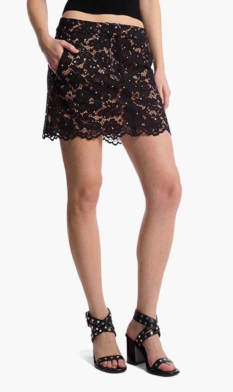 

Michael Kors Black Floral Lace Mini Skrt for Women