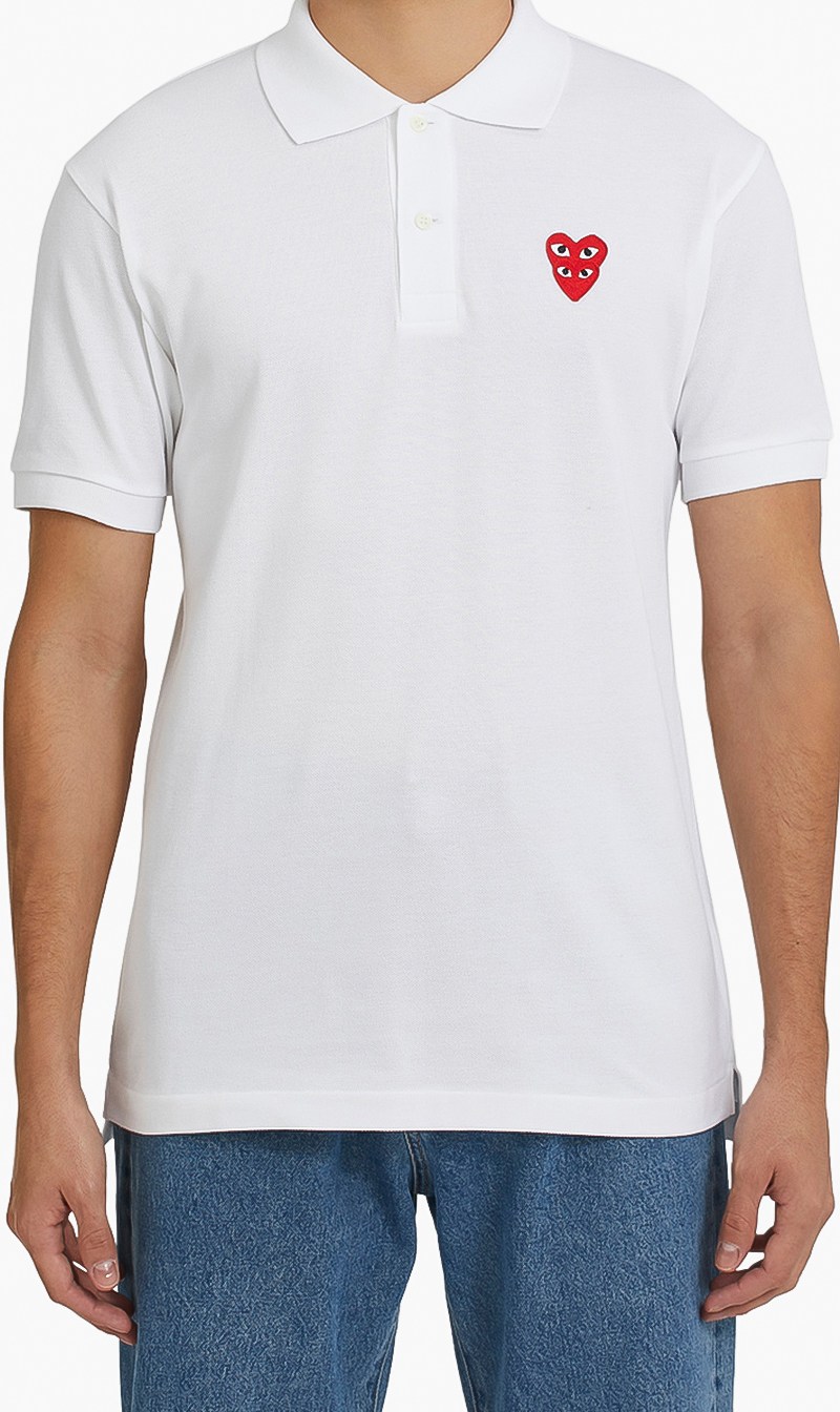 

Contrast Heart Patch Polo, White