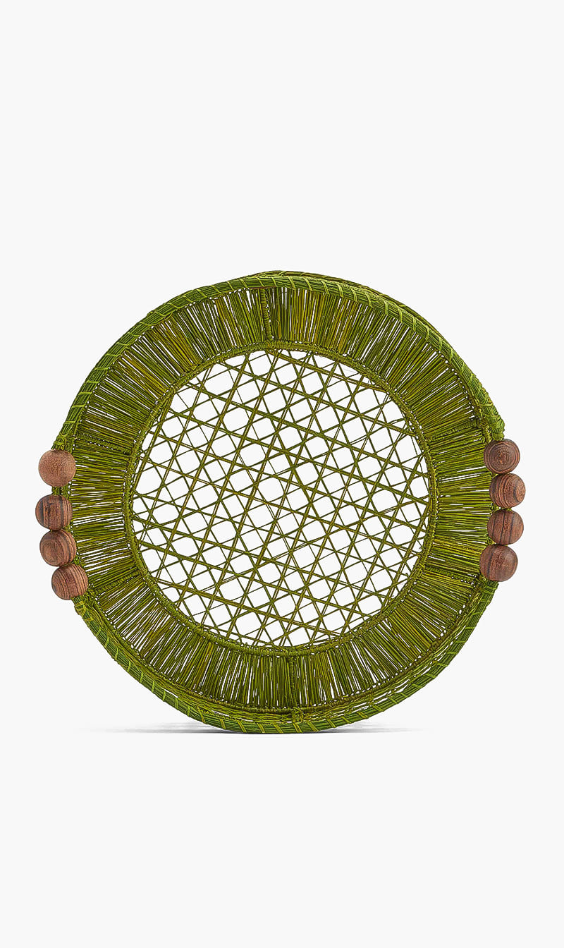 

Raffia Straw Woven Tray – Medium, Green