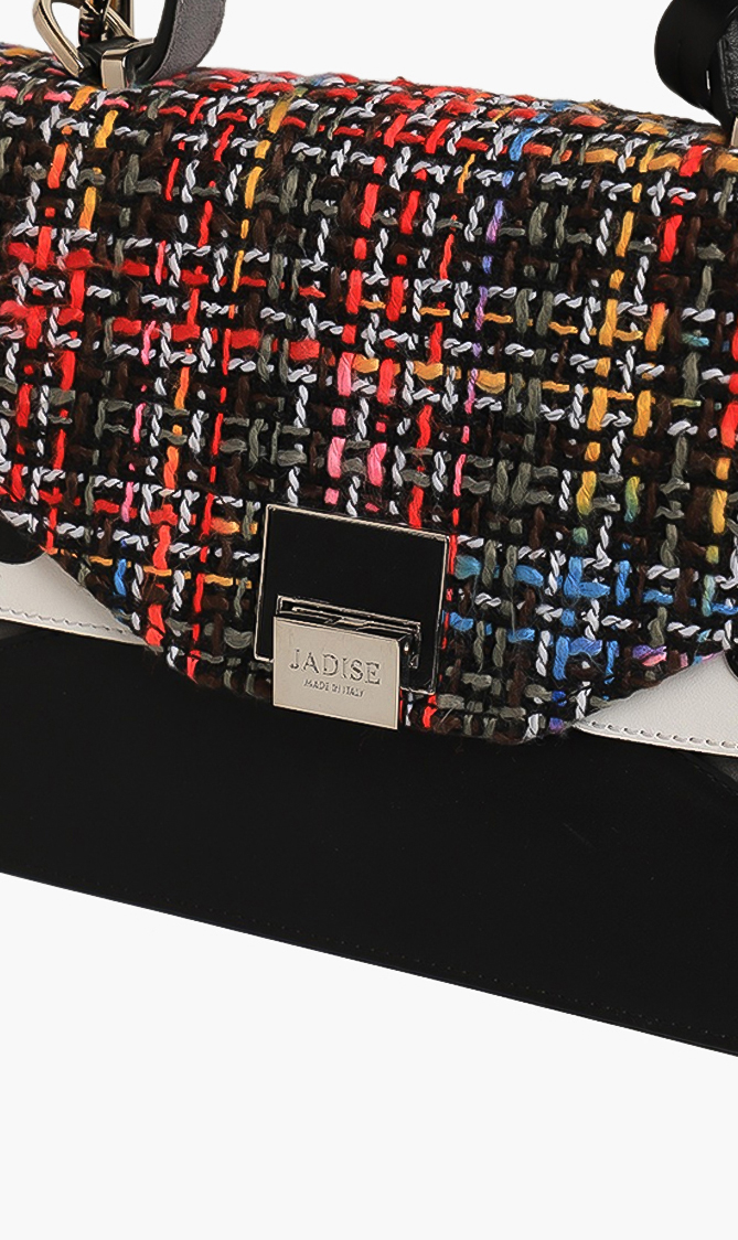

JADISE Tweed Leather Crossbody Bag