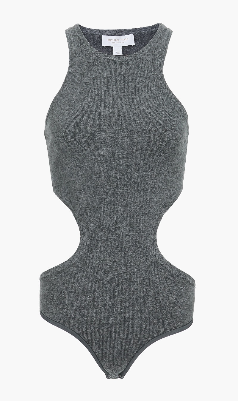 

Michael Kors Grey Cutout Bodysuit for Women | The Deal Outlet