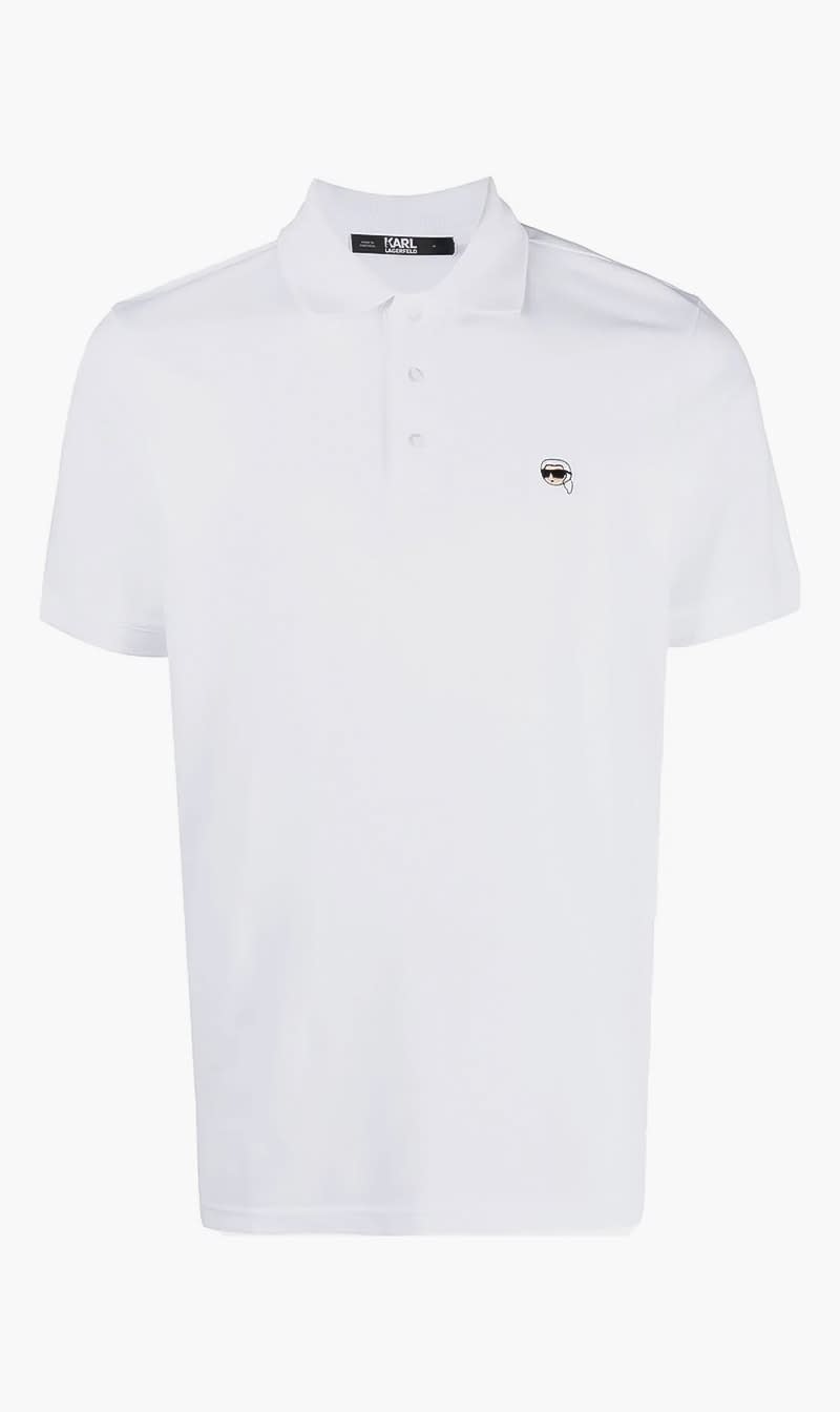 

Karl Lagerfeld White Ikon Sketch Polo for Men | The Deal Outlet