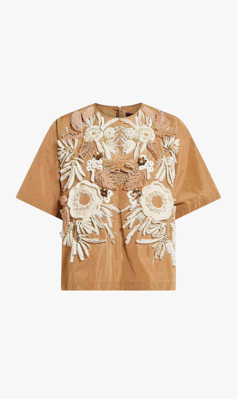 

Biyan Multi-color Jerika Taffeta Blouse With Beaded Applique Fabric for Women | The Deal Outlet