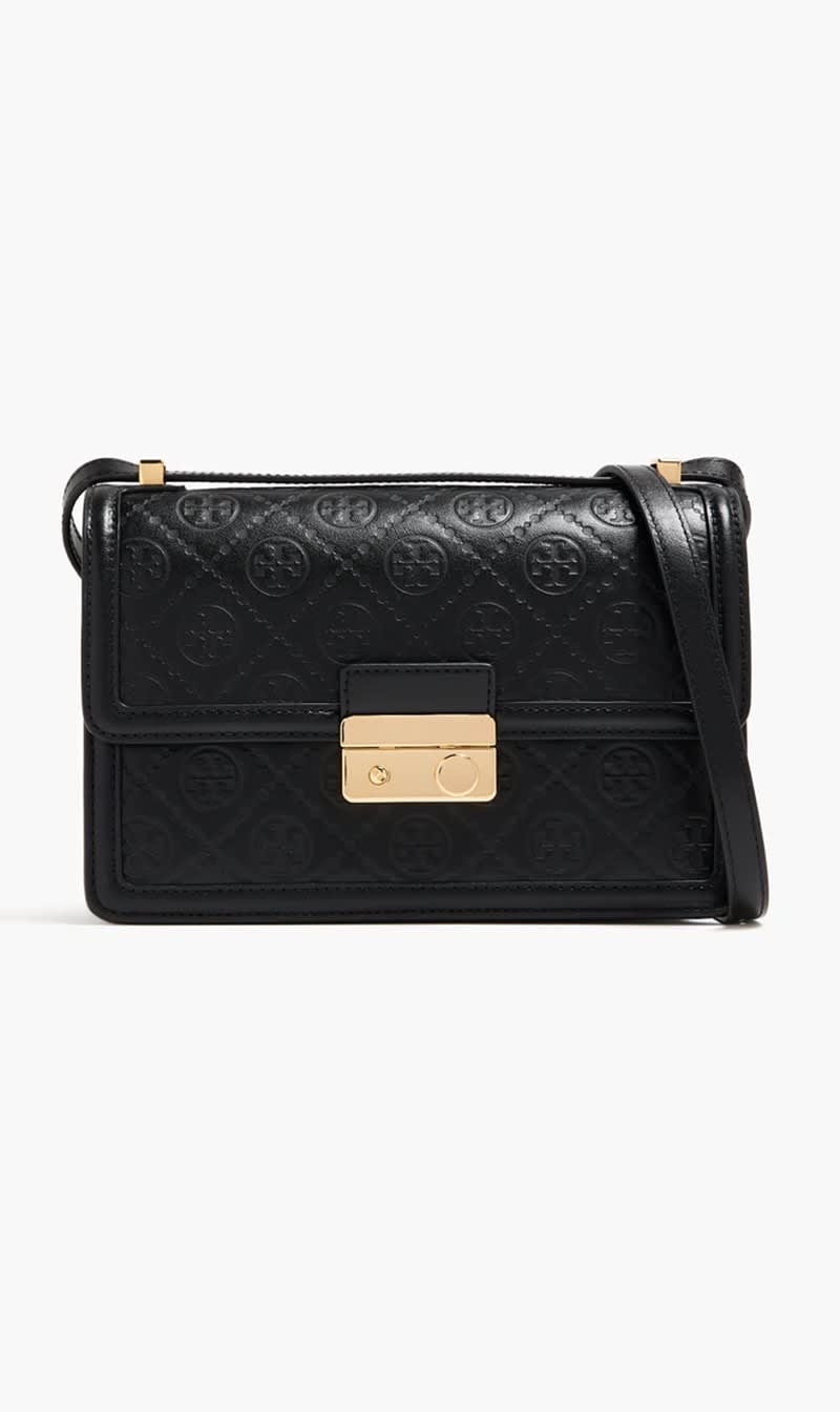 

Tory Burch Black T Monogram Leather Shoulder Bag for Women | The Deal Outlet