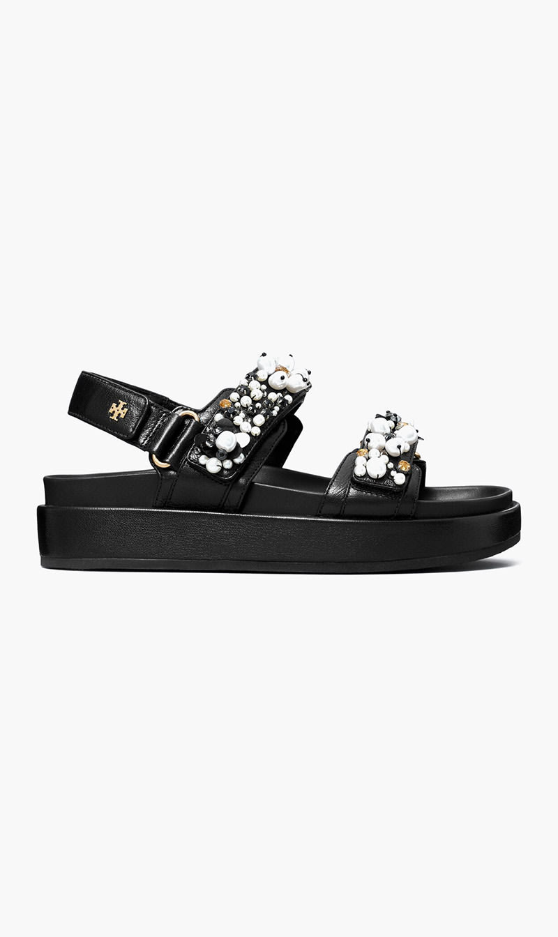 

Tory Burch Black Kira Embellished Sport Sandal for Women | The Deal Outlet