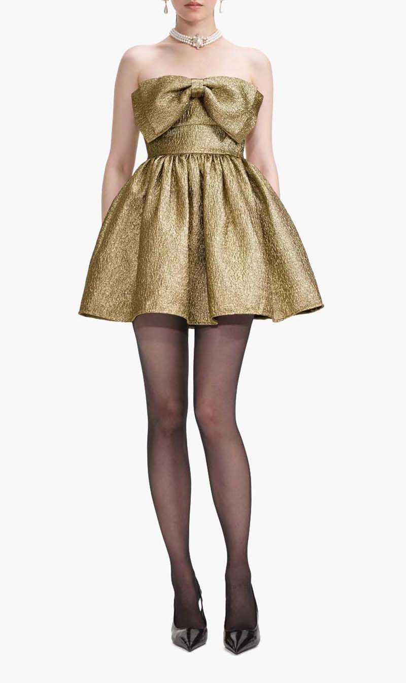 

Self-portrait Gold Metallic Jacquard Mini Dress for Women