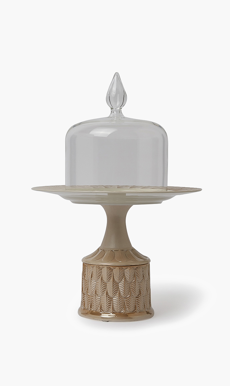 

Peacock Medium Cake Stand With Cloche, Beige