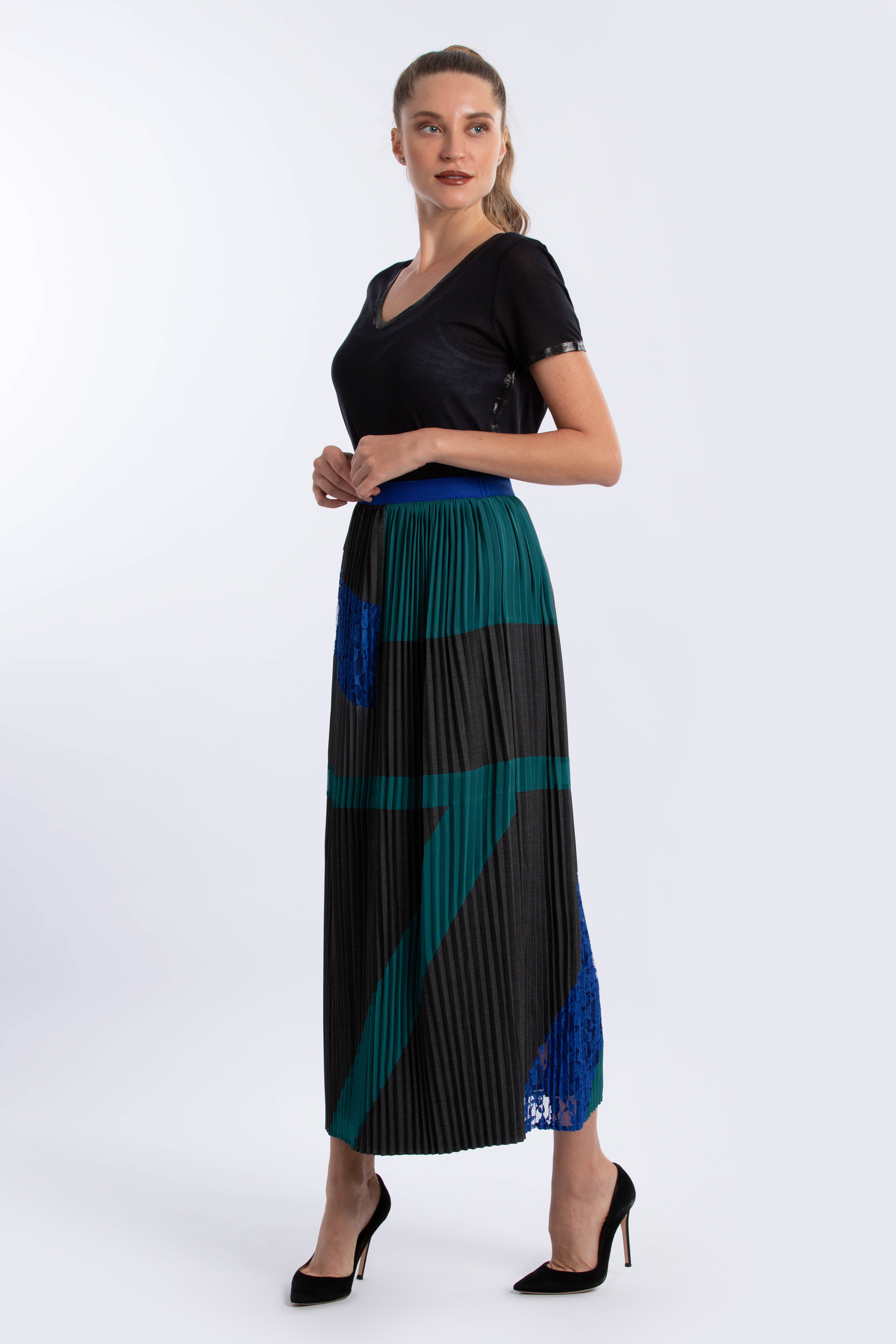 

Weekend Maxmara Vik Pleated Patchwork Skirt