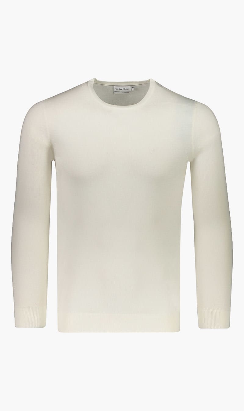 

Calvin Klein White Merino Crew Neck Swe for Men | The Deal Outlet