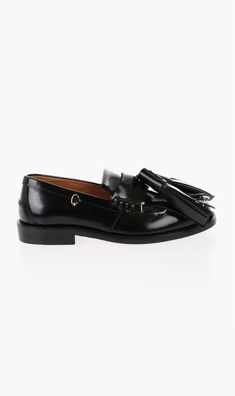 

Marni Black Brushed Leather Kiltie Loafers for Women | The Deal Outlet