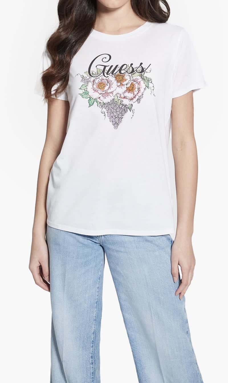 

Guess White Ss Grape Vine Logo Easy Tee for Women | The Deal Outlet