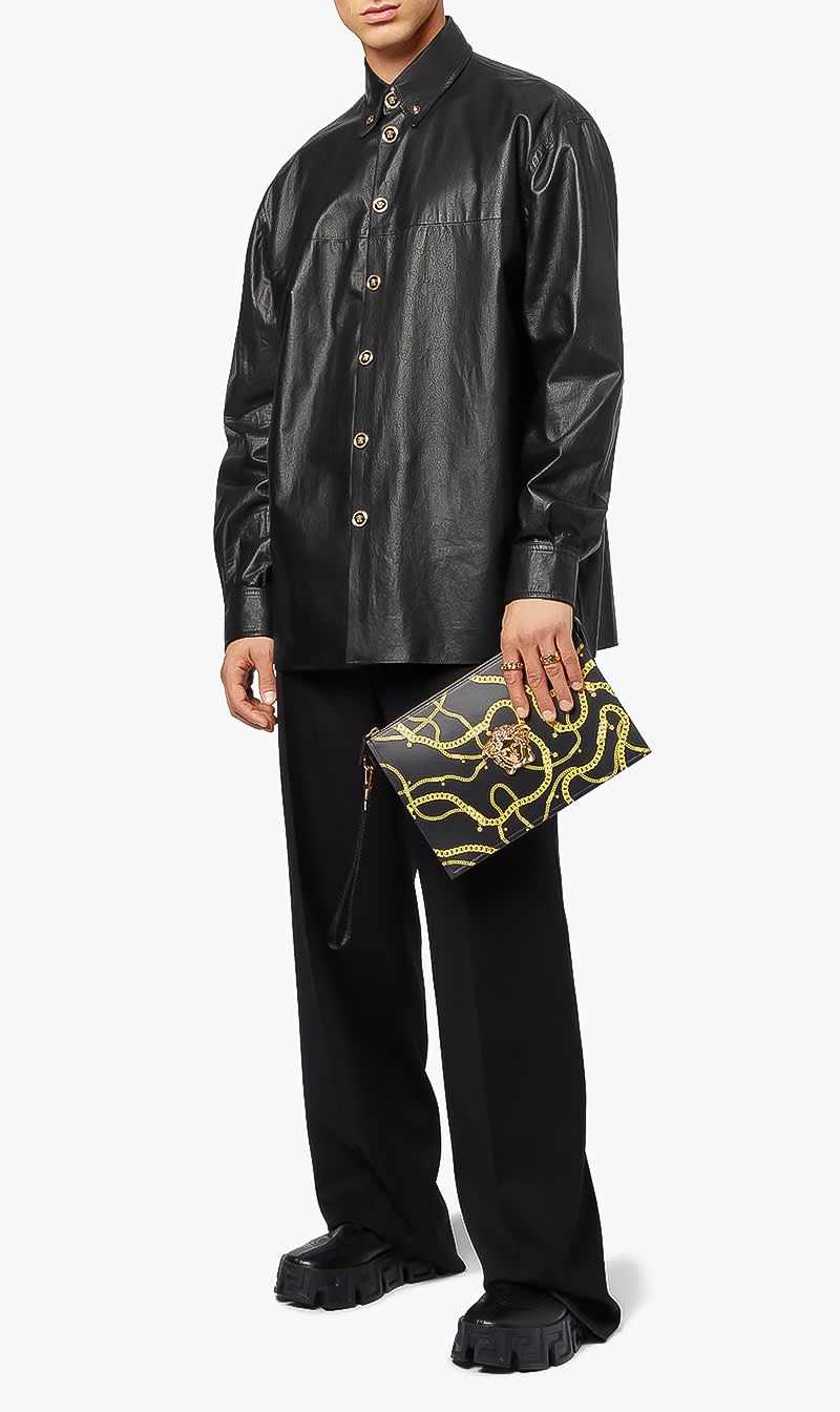 

Medusa Leather Overshirt, Black