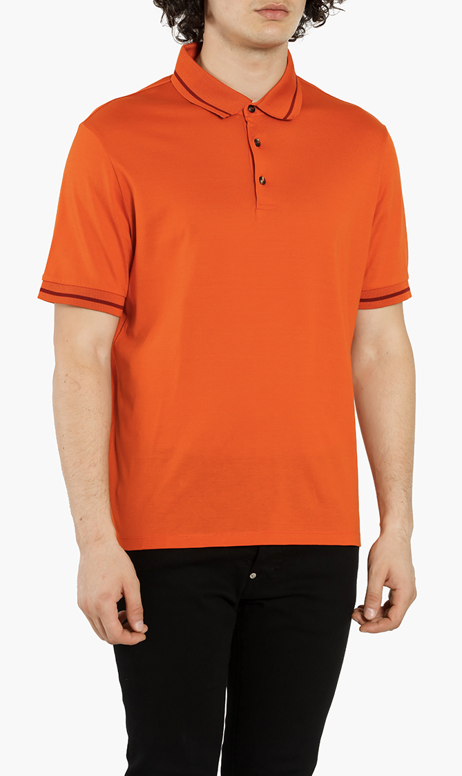

Contrast Stripes Trim Polo Shirt, Orange