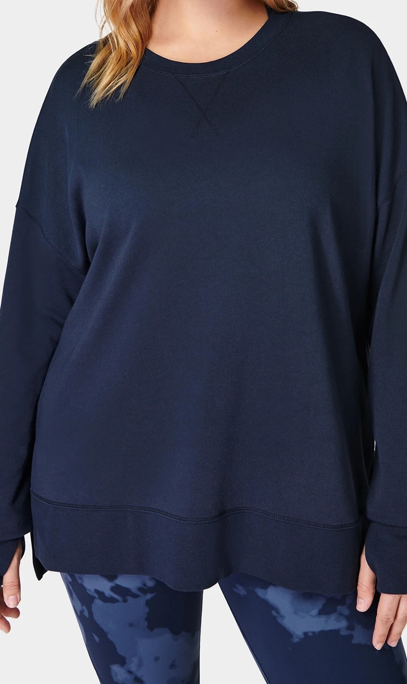 

Sweaty Betty Blue After Class Longline Sweatshir for Women | The Deal Outlet