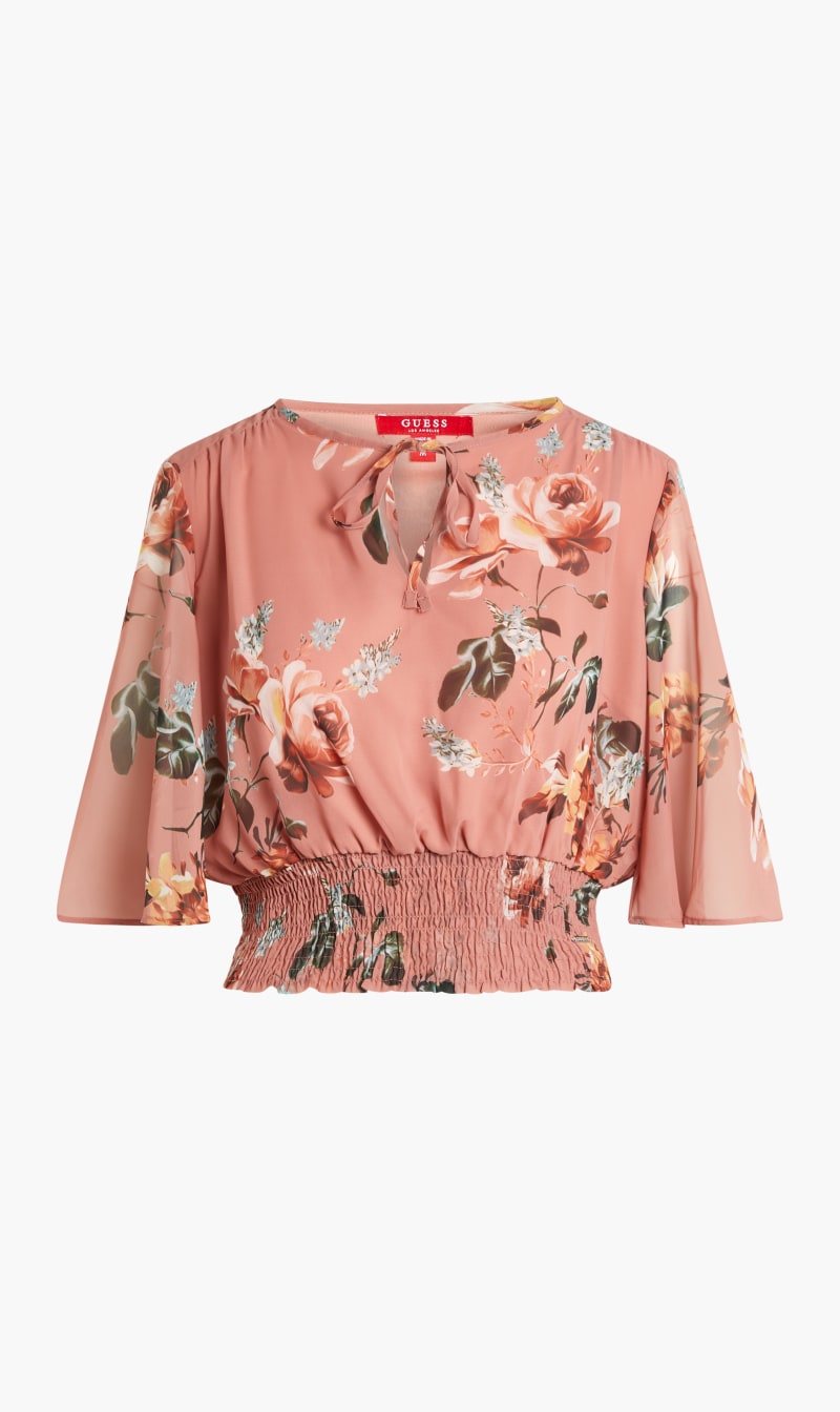 

Guess Brown Alesha Windbreaker Printed Nylon Top for Women | The Deal Outlet
