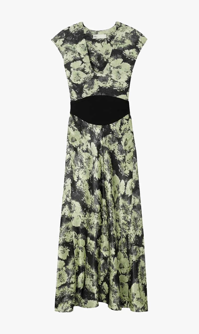 

Tory Burch Green Floral Print Dress for Women | The Deal Outlet