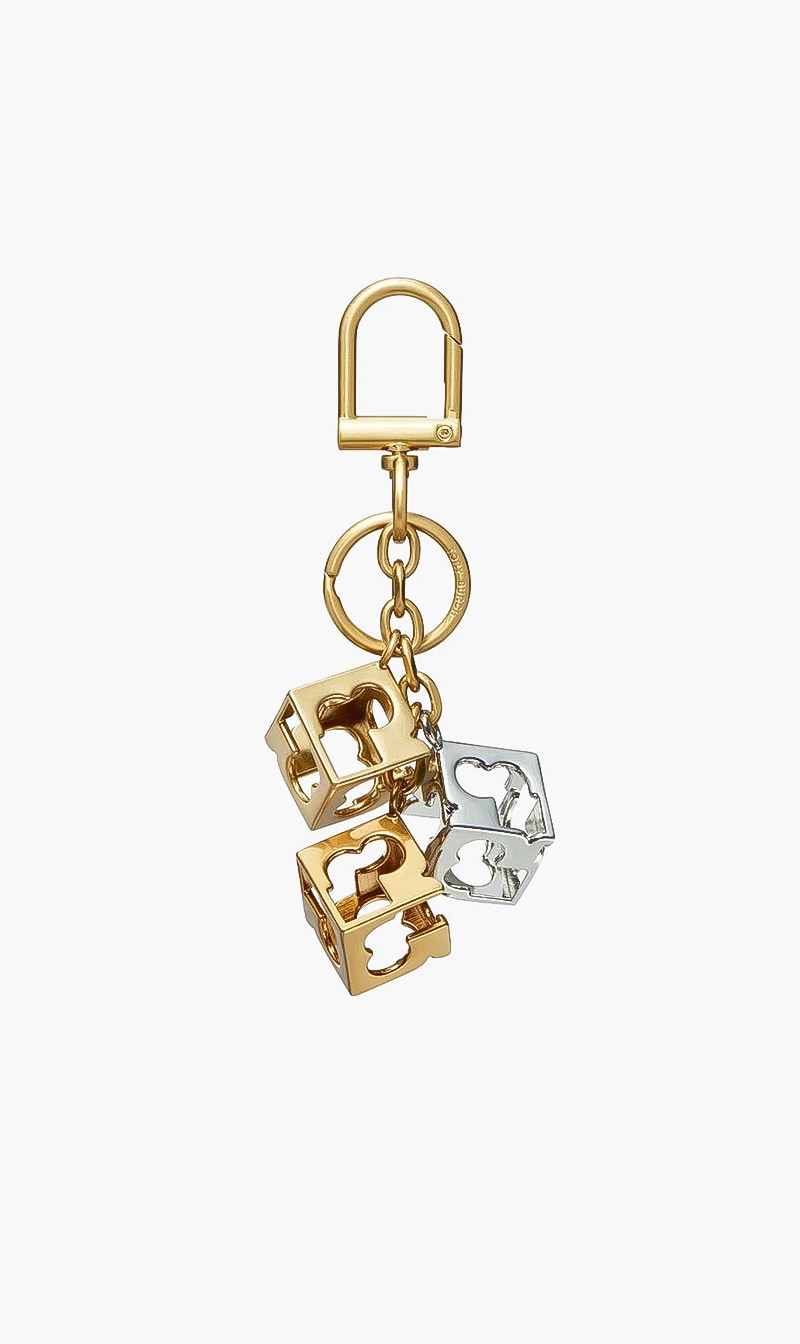 

Tory burch logo cubes key chain | the deal outlet, Gold