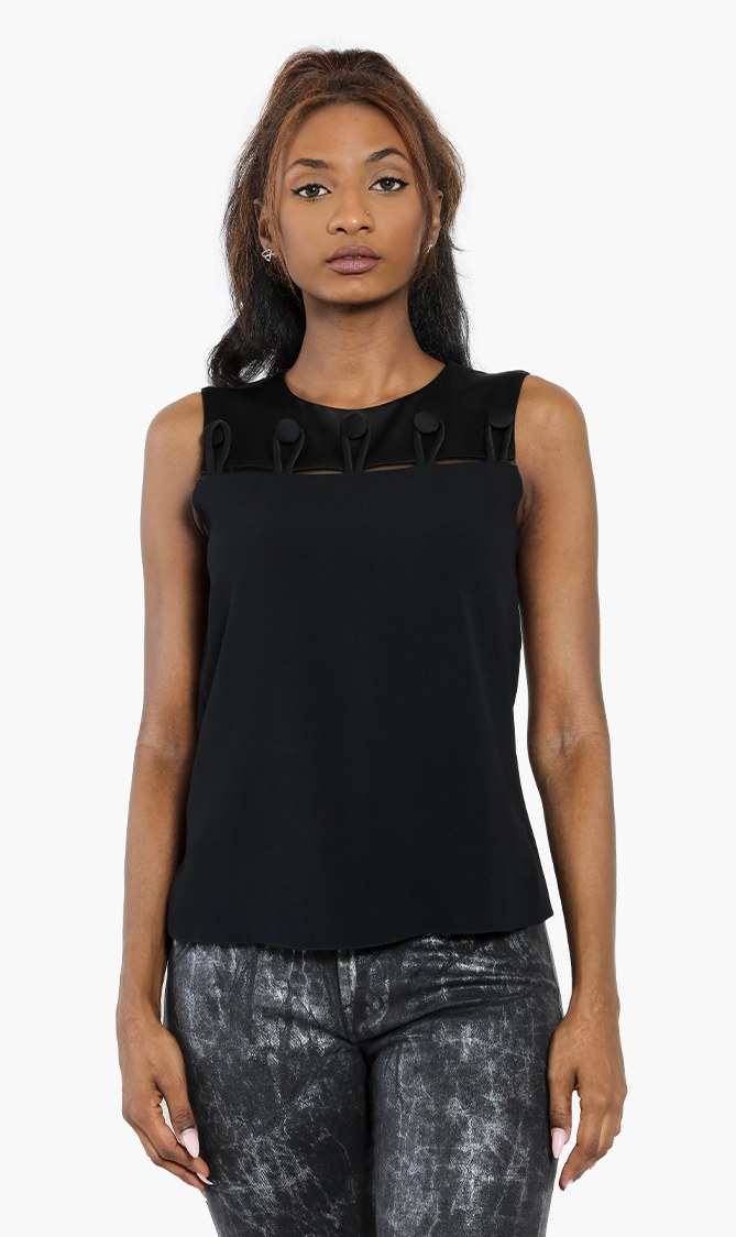 

Emporio Armani Satin Button Sleeveless Top