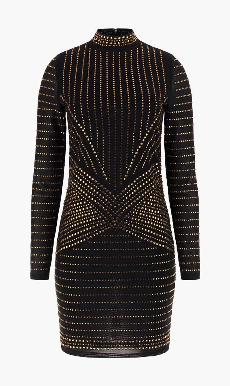 Guess Black Rhinestone Mini Dress for Women