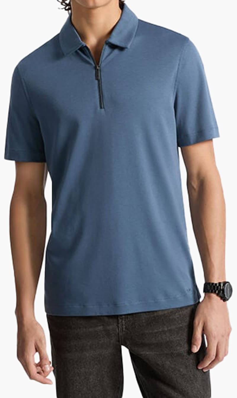 

Michael Kors Blue Cotton Half-zip Polo Shirt for Men