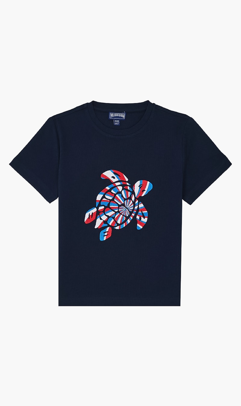 

Vilebrequin Blue Placed Embroidered Turtle T Shirt for Boys | The Deal Outlet