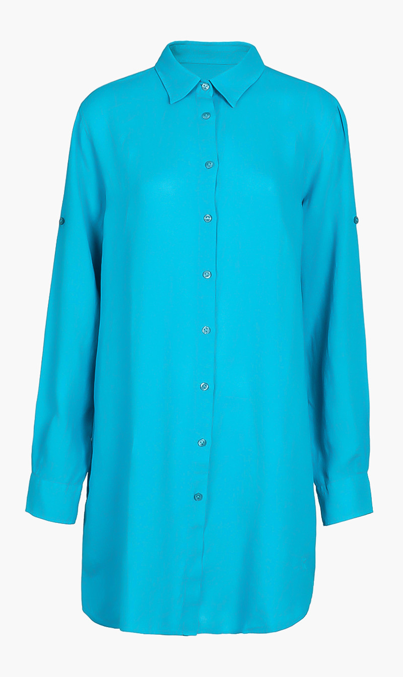 

Linen Shirt Dress, Blue