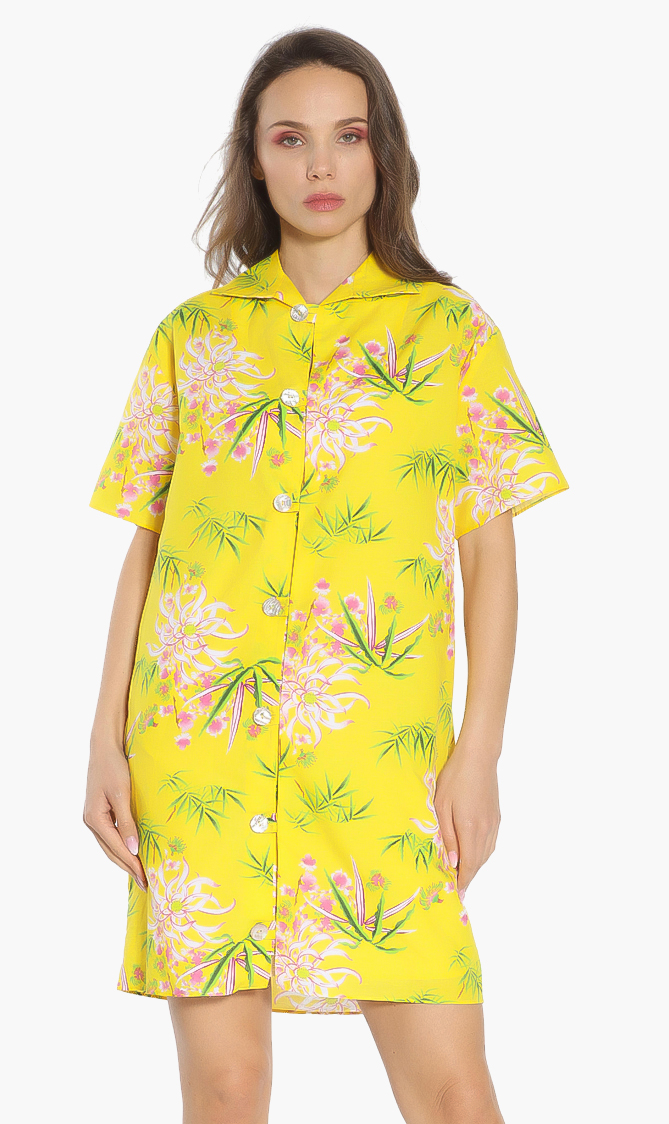 

Hawaiian Short Sleeves Dress, Yellow